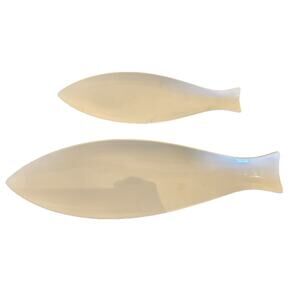 2 MCM Danish Royal Copenhagen Faience White Ceramic Fish Plates No 354, 353